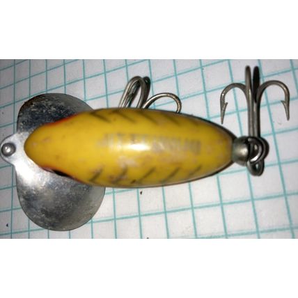 Vintage Fred Arbogast JITTERBUG Yellow Fishing Lure Bait