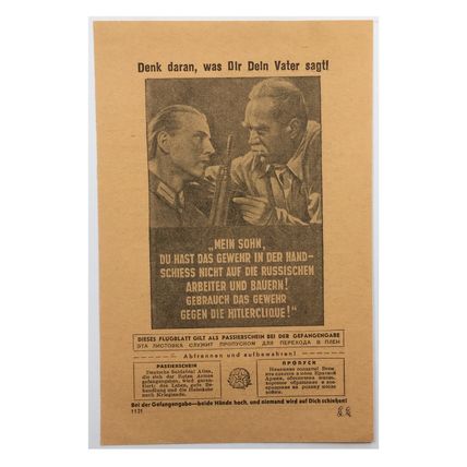 Original WW2 Russian/Soviet Air Drop Leaflet. - Code 1121. - 1942.