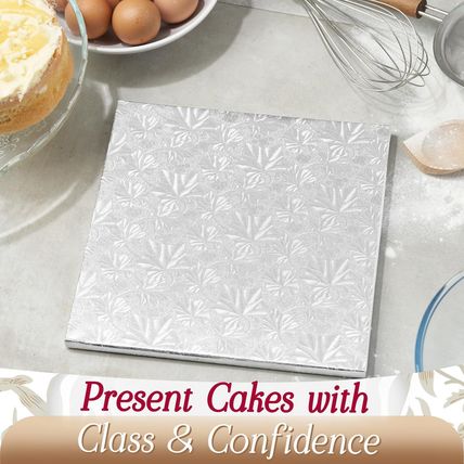 Cakebon Cake Boards Square - Sturdy 1/2 Inch Thick Drums - 8 Inch Professionally