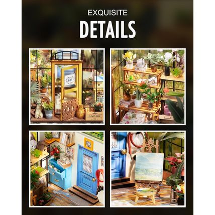 Rolife DIY Miniature House Kit Greenhouse, Tiny House Kit for Adults to Build, M