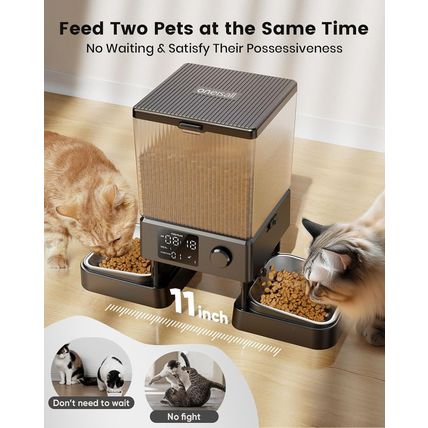 Oneisall Automatic Cat Feeder for 2 Cats, 20 Cups/5L Automatic Cat Food Dispense