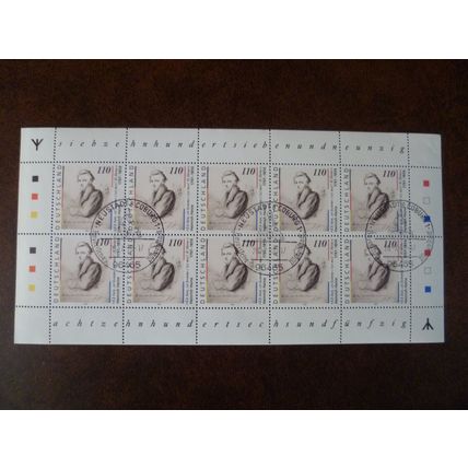 Germany 1997 Bicentenary Heinrich Heine used stamps sheetlet runes SG12822 event