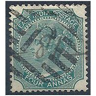 India 1866 SG71 4a Blue-Green Good+ Used.