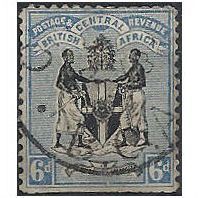 Nyasaland (BCA) 1896 SG35 6d Black & Blue Good Used .. .