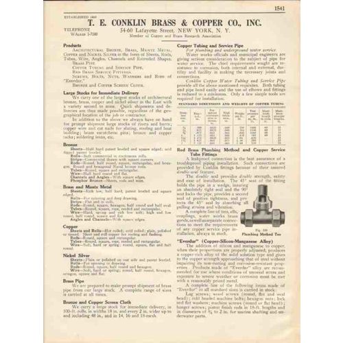 t e conklin brass copper company 1931 architectural vintage catalog