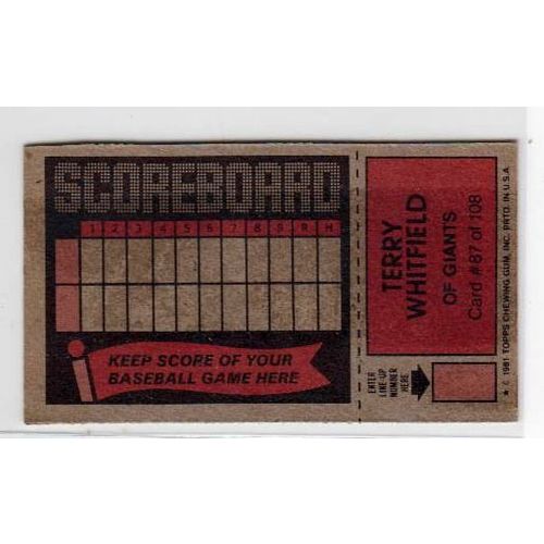 1981 Topps Scratch-Off Terry Whitfield #87 baseball card –Scratchoffs-Giants