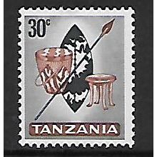 TANZANIA 1965 30c DRUM SPEAR, SHIELD AND STOOL SG 132 M MINT