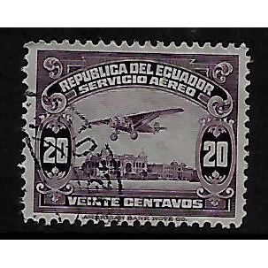ECUADOR 1929 20c PURPLE RYAN B-5 BROUGHAM OVER RIVER GUAYAS SG461 FINE USED