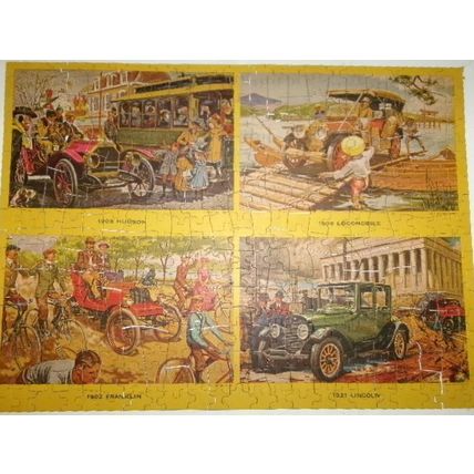 VTG Jaymar Antique Autos Jigsaw Puzzle Hudson Locomobile Franklin Lincoln Ethyl