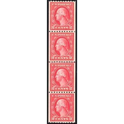 487, Mint NH 2¢ Superb Coil Line In Strip of Four - With PFC * Stuart Katz