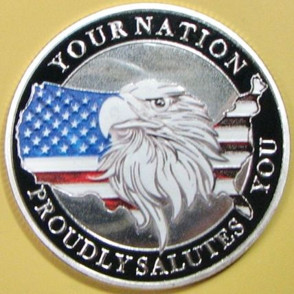 Thank You For Your Service. Challenge Coin. 1.50" Silver Tone. 84b.