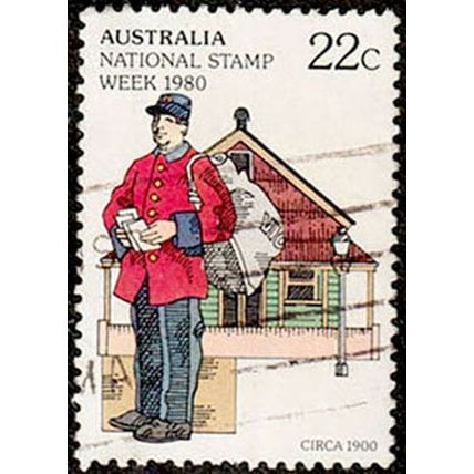 Australia 1980 National Stamp Week Postman 22c Used Stamp #2 .