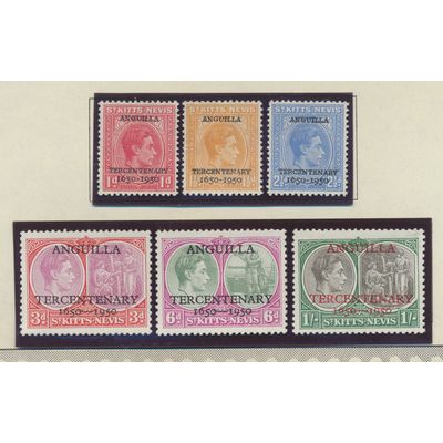 St. Kitts-Nevis Stamps Scott #99 To 104, MNH, Anguilla Tercentenary