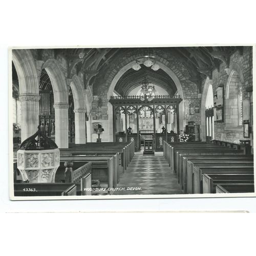 devon postcard rp woodbury church unposted