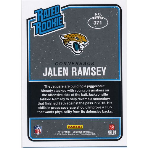 2016 Donruss Football Press Proof Blue 371 Jalen Ramsey Rated Rookie RC Jaguars