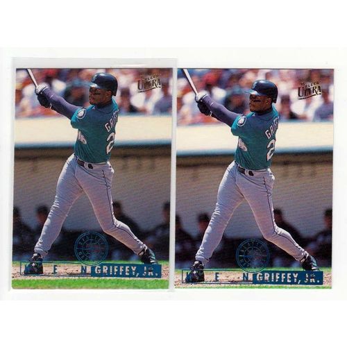 TWO 1995 Fleer Ultra Ken Griffey, Jr. cards #101- regular and rare artist proof