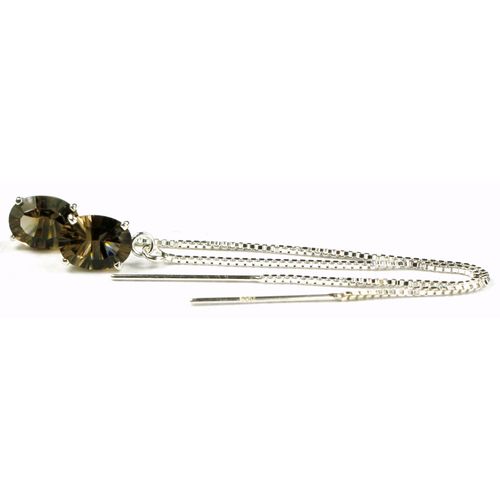 Smoky Quartz, 925 Sterling Silver Threader Earrings, SE003