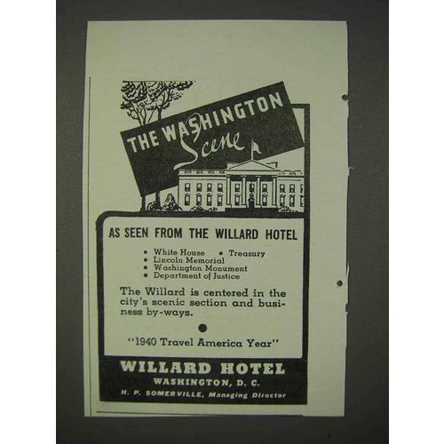 1940 Willard Hotel Ad - The Washington Scene