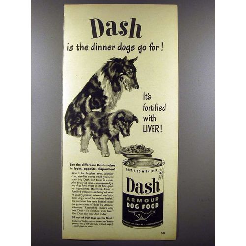 1948 Dash Dog Food Ad - Collie - Dogs Go For!