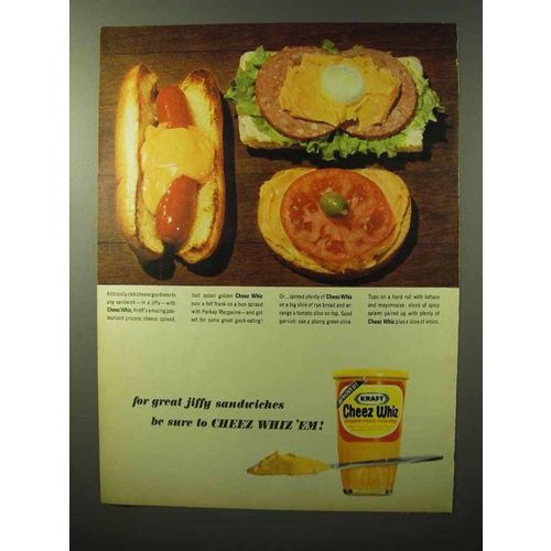 1964 Kraft Cheez Whiz Ad - For Great Jiffy Sandwiches