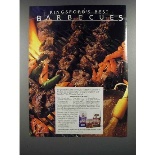1986 Kingsford Charcoal Briquets Ad - Barbecued Beef Skewers Recipe