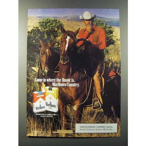 1986 Marlboro Cigarettes Ad - Come to where the flavor is. Marlboro Country