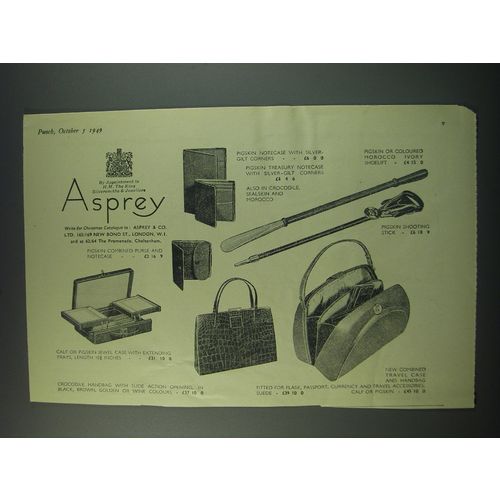 1949 Asprey Leather Ad - Jewel Case, notecase, treasury notecase, Shoelift