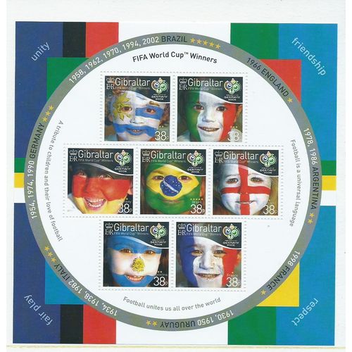 gibraltar stamps sg 1161 mnh set sg1161 fifa world cup sheetlet