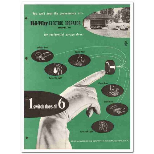 ROWE MFG COMPANY 1954 Ro-Way electric garage doors vintage catalog