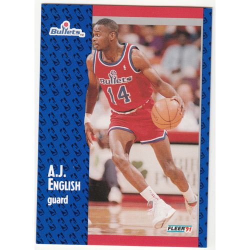 1991 Fleer Basketball card 206 A.J. English - Bullets
