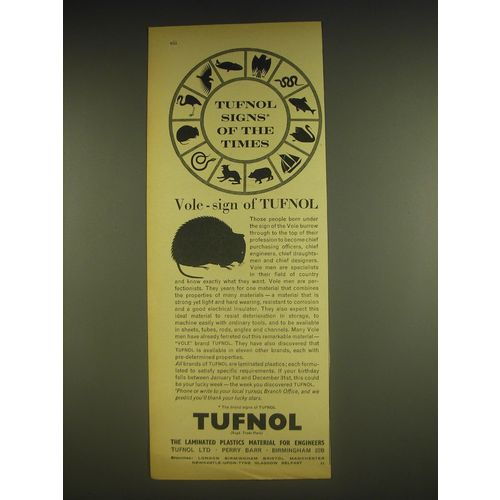 1963 Tufnol Limited Ad - Vole - sign of Tufnol