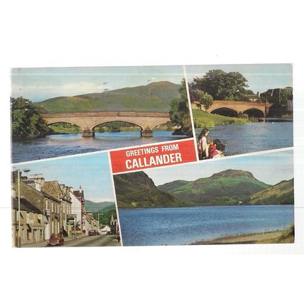 multiview, CALLANDER, STIRLING, SCOTLAND used postcard by Dennis 1984 pm =