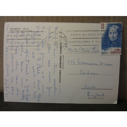 ZONA NORTE CON AL TEIDE, TENERIFE .used postcard. 1979 pm #