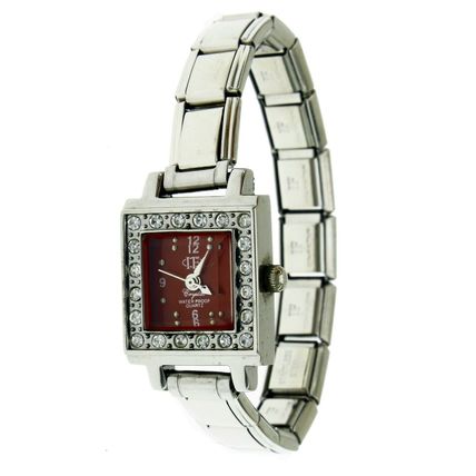 New IF Composition Women's Square Rhinestone Stretch Bracelet Watch Water Proof