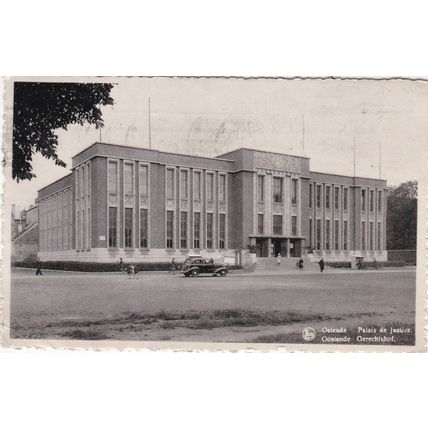 Ostende Palais de Justice Belgium Postcard posted 1950 creased