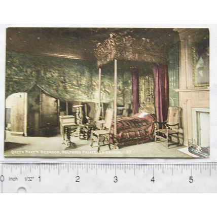 pre 1918 postcard Queen Marys Bedroom, Holyrood Palace, Edinburgh