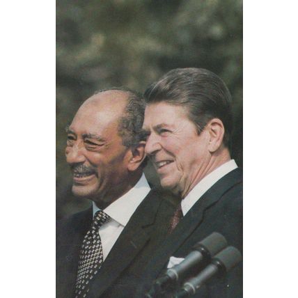President Reagan with Anwar Sadat Postcard