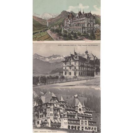 Adelboden Hotel National 3x Switzerland Postcard s