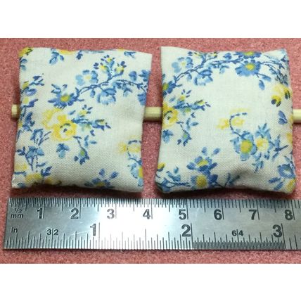 Cream Floral Cushions 1 Pair Handmade 1:12th Dolls House Miniatures