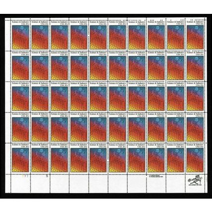 Science And Industry Sheet of Fifty 20 Cent Postage Stamps Scott 2031