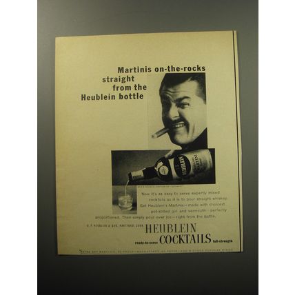 1957 Heublein Cocktails Ad - Martinis on-the-rocks straight from the bottle