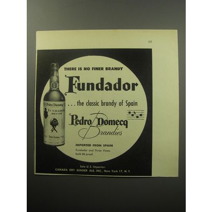 1954 Pedro Domecq Fundador Brandy Ad - There is no finer Brandy