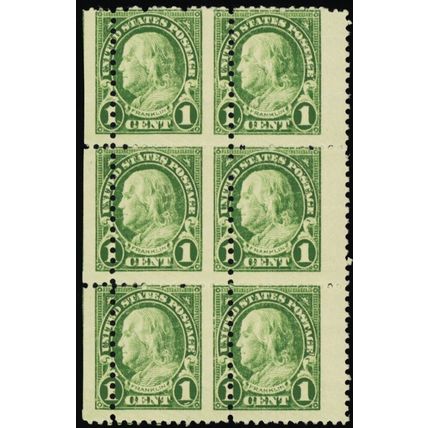 632, Mint NH 1¢ Misperfed Block of Six Stamps * Stuart Katz