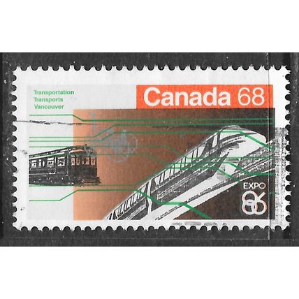 CANADA 1986 MONORAIL TRAIN TRANSPORT VANCOUVER TRAM? USED 68c