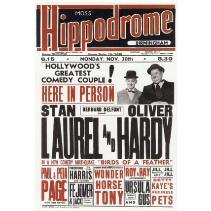 Laurel & Hardy Live at Moss Hippodrome Birmingham 1953 Poster Postcard