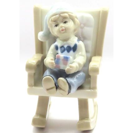 Little Boy in a Rocking Chair Figurine 10 CM - Christmas Gift Holiday Ornament