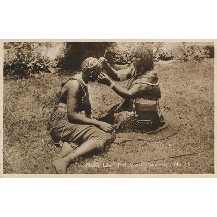Native Life Professional African Barber Hairdresser Real Photo Ethnic Postcard
