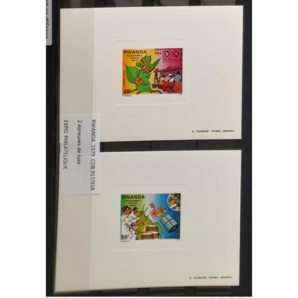 Rwanda 1979 COB LX917 - 918 Feuillet Epreuve de Luxe Philexafrique II Libreville