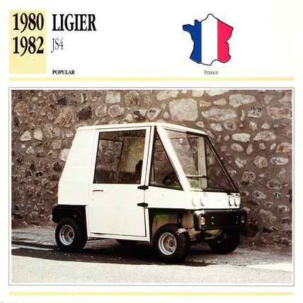 Collectors Club card. Classic Cars. Ligier JS4