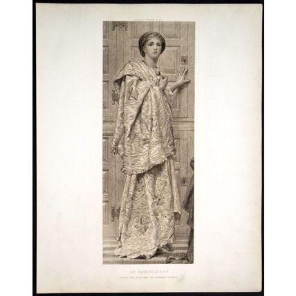 AN EMBROIDERY 1914 Albert Moore PHOTOGRAVURE ENGRAVING